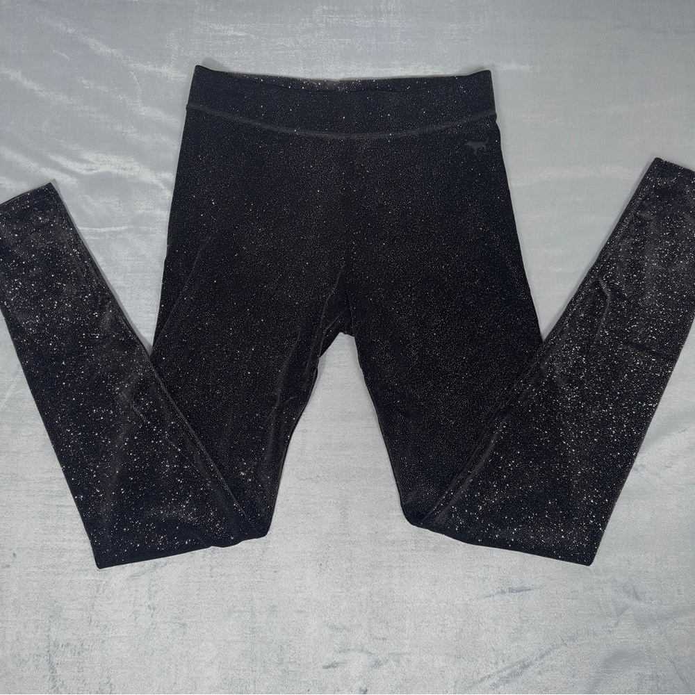 PINK Victoria's Secret Black Glitter Leggings